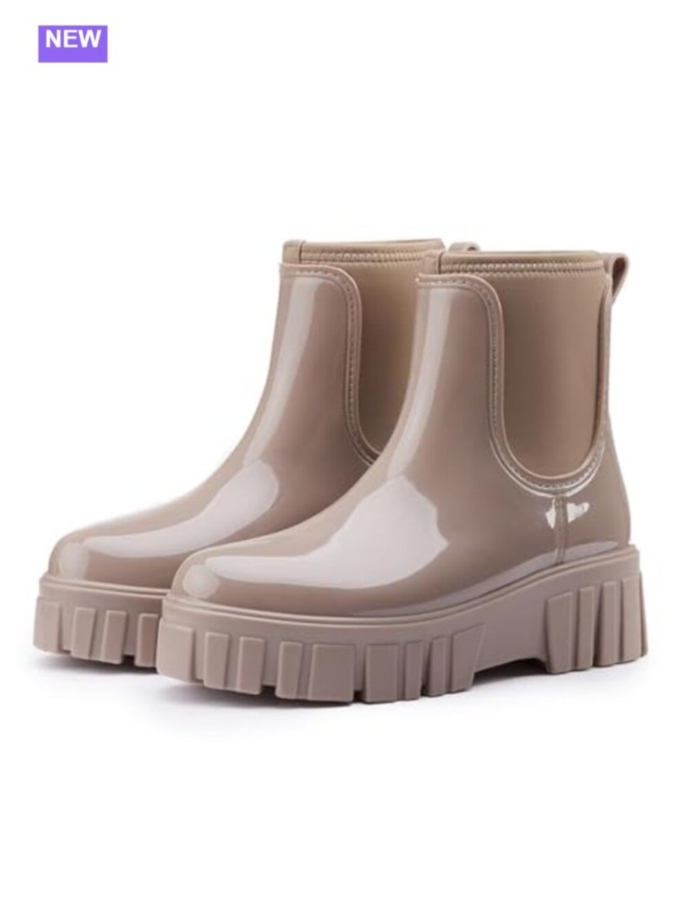 Gets Women's Waterproof Platform Rain Boots Ankle Chelsea PVC Rubber